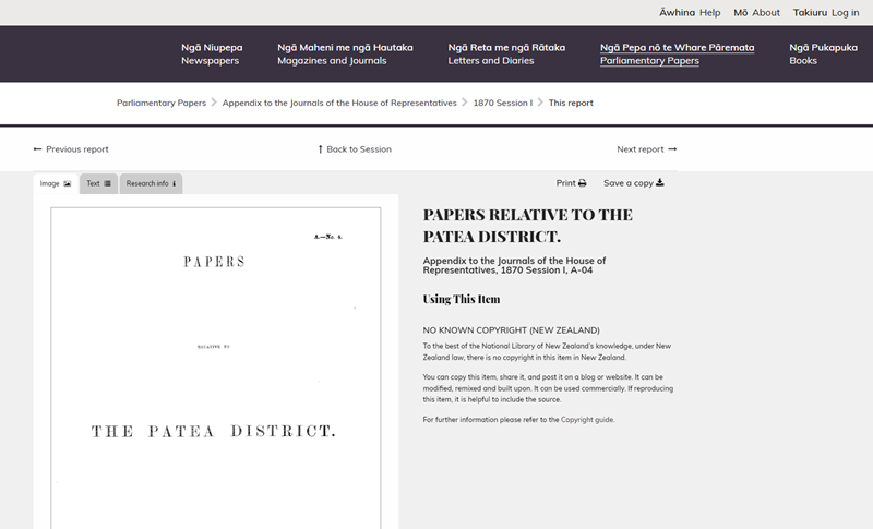 Webpage with an image of the title page of a report. 