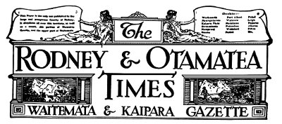 Rodney and Otamatea Times, Waitemata and Kaipara Gazette masthead