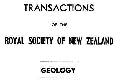 Transactions of the Royal Society of New Zealand : Geology masthead