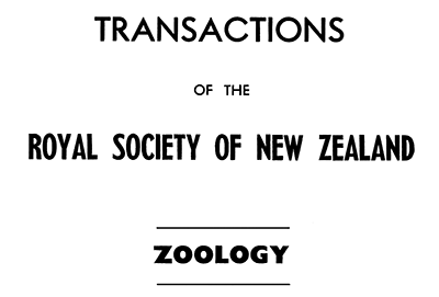 Transactions of the Royal Society of New Zealand : Zoology masthead