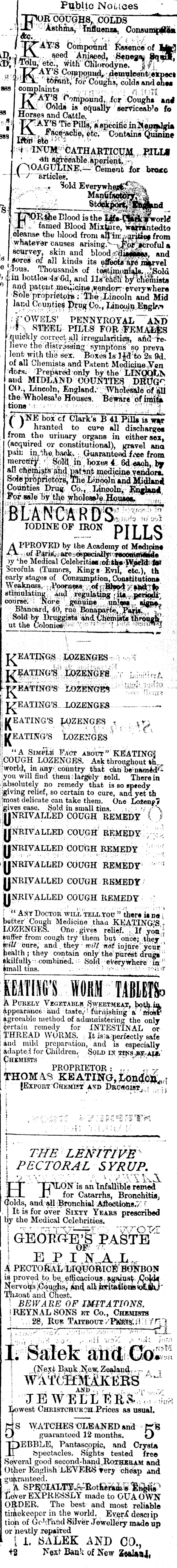 Papers Past | Newspapers | Ashburton Guardian | 1 May 1891 | Page 1  Advertisements Column 7