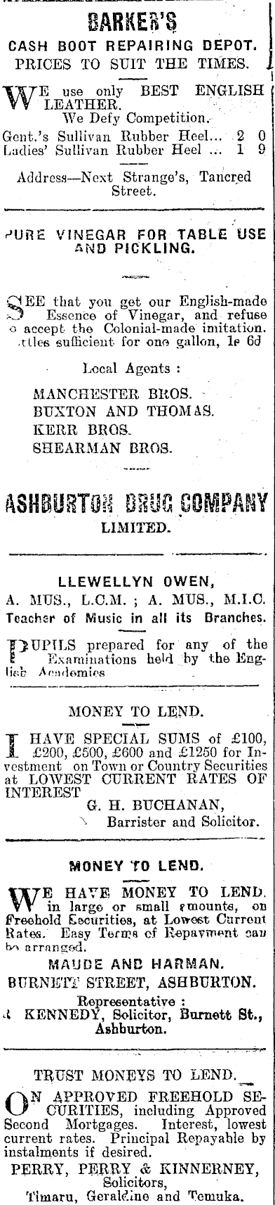 Papers Past Newspapers Ashburton Guardian 27 July 1909 Page 4 Advertisements Column 6