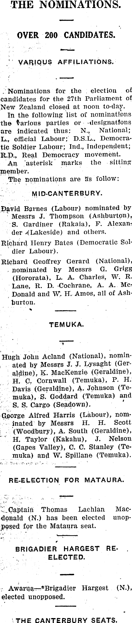 Papers Past Newspapers Ashburton Guardian 9 September 1943 General Election