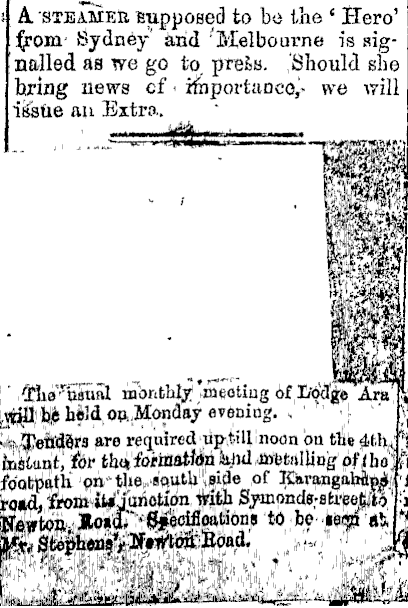 Papers Past Newspapers Auckland Star 1 July 1871 The Hero