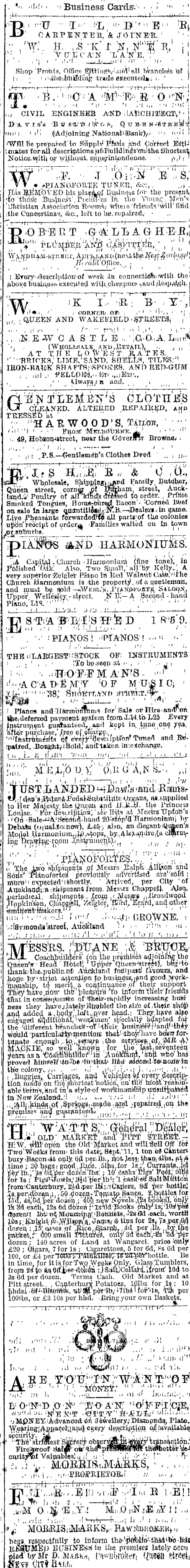 Papers Past Newspapers Auckland Star 23 September 1873 Page 1 Advertisements Column 3