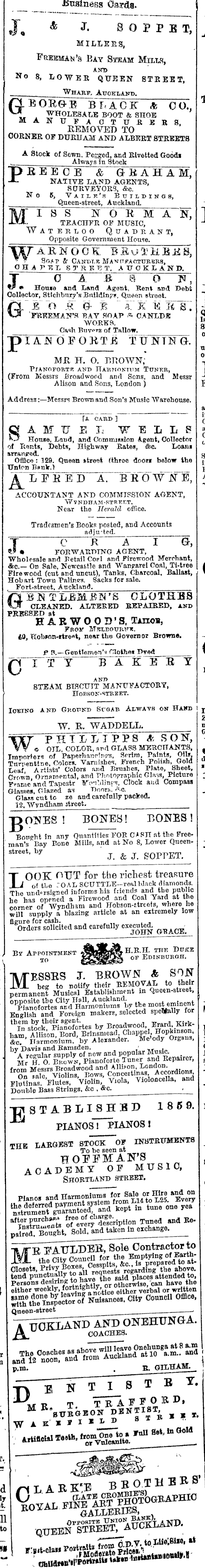 Papers Past Newspapers Auckland Star 29 September 1874 Page 1 Advertisements Column 2