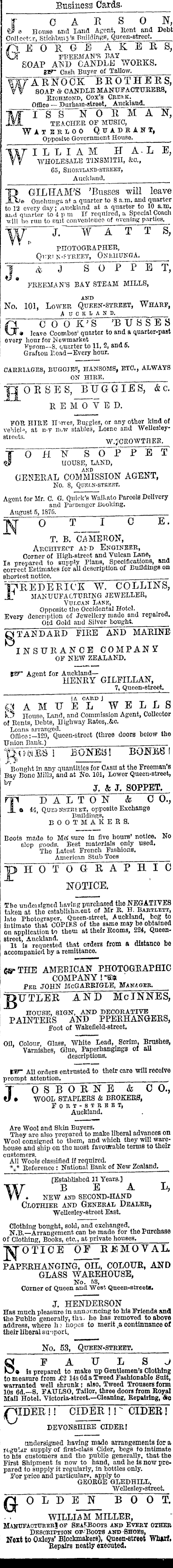 Papers Past Newspapers Auckland Star 9 March 1876 Page 1 Advertisements Column 4