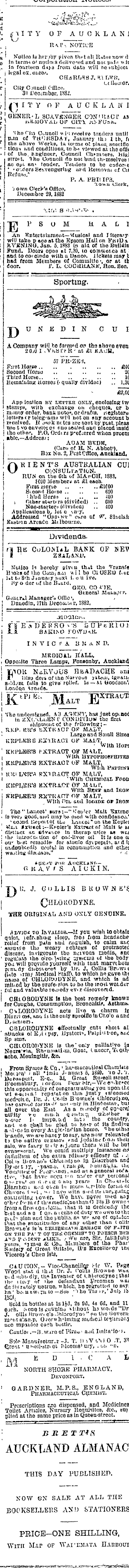 Papers Past Newspapers Auckland Star 2 January 1883 Page 3 Advertisements Column 7