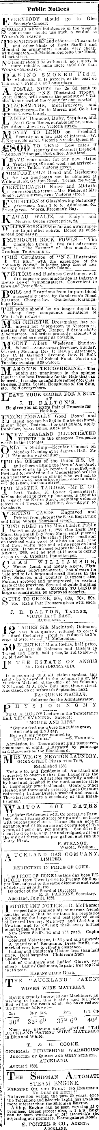 Papers Past Newspapers Auckland Star 6 August 16 Page 3 Advertisements Column 4