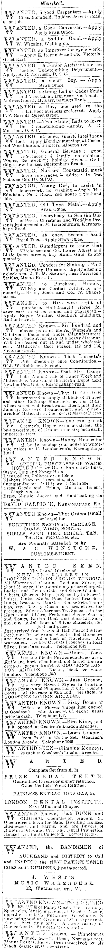 Papers Past Newspapers Auckland Star 5 December 1896 Page 1 Advertisements Column 7