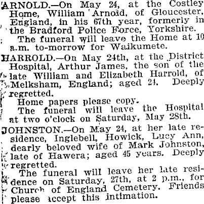 Papers Past | Newspapers | Auckland Star | 25 May 1899 | Deaths.