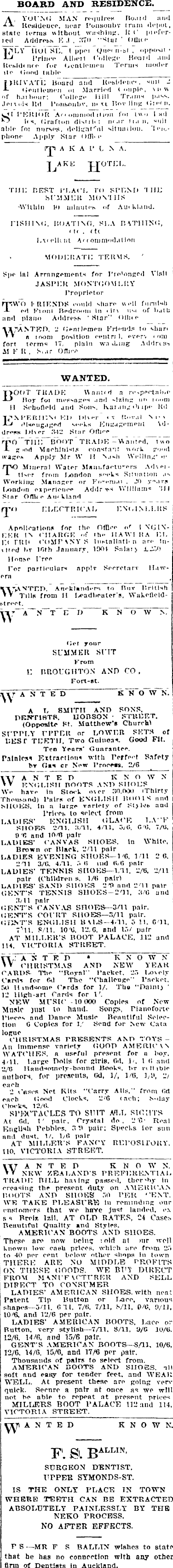 Papers Past Newspapers Auckland Star 14 December 1903 Page 1 Advertisements Column 6