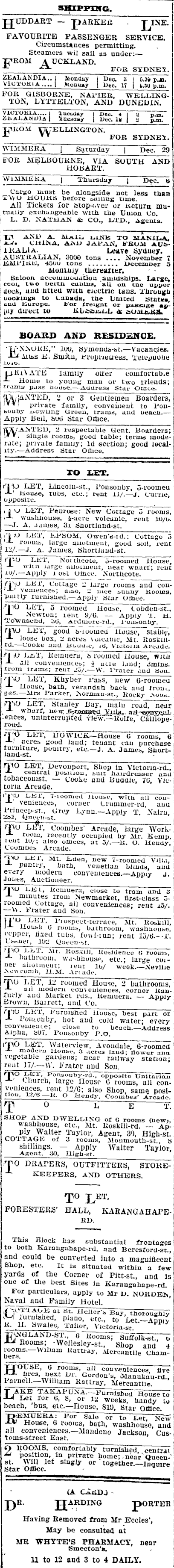 Papers Past Newspapers Auckland Star 23 November 1906 Page 1 Advertisements Column 3