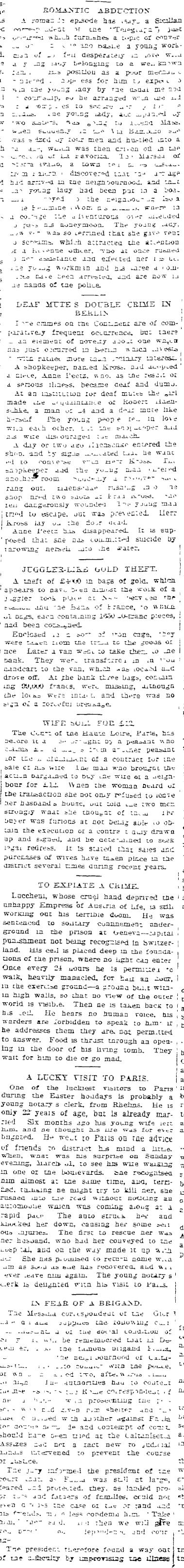 Papers Past Newspapers Auckland Star 18 May 1907 Continental Crimes And Sensations