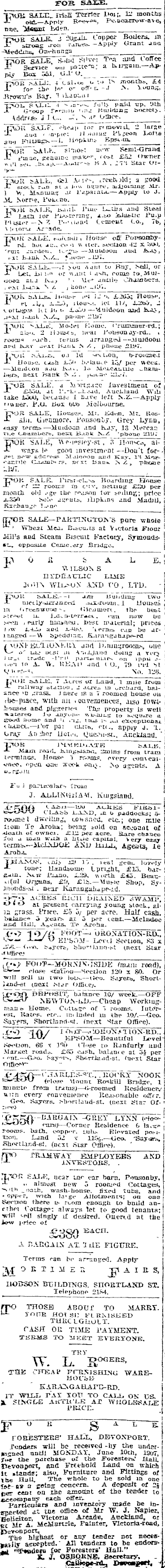 Papers Past Newspapers Auckland Star 1 June 1907 Page 2 Advertisements Column 1