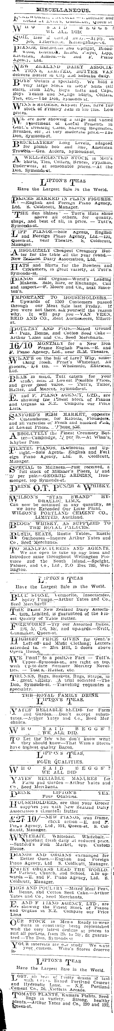 Papers Past Newspapers Auckland Star 30 October 1907 Page 2 Advertisements Column 1