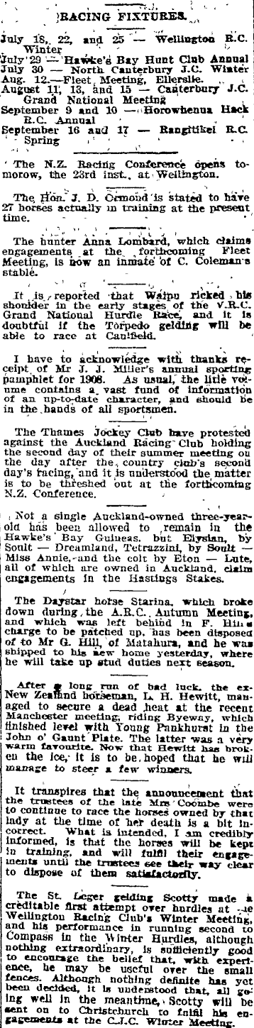 Papers Past Newspapers Auckland Star 22 July 1908 The Racing World