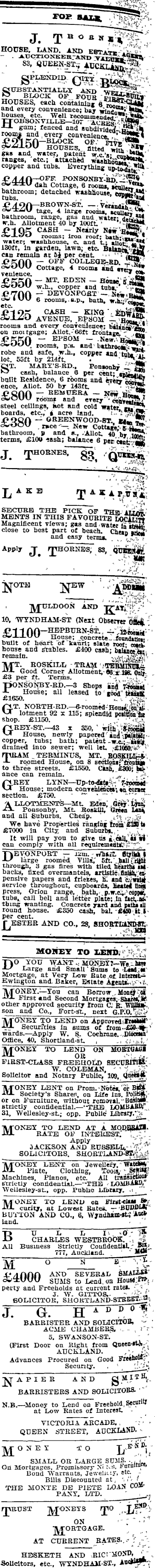 Papers Past Newspapers Auckland Star 23 January 1909 Page 2 Advertisements Column 9