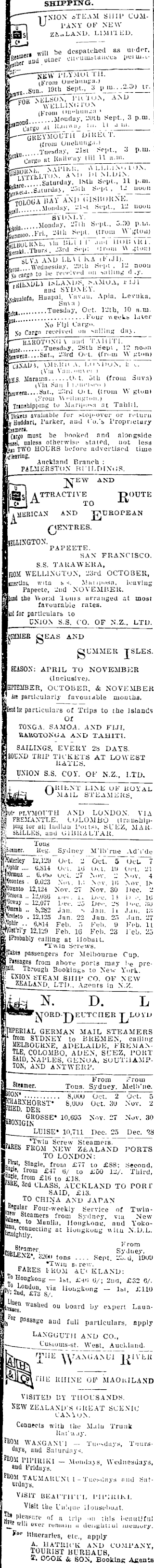 Papers Past Newspapers Auckland Star 18 September 1909 Page 1 Advertisements Column 1