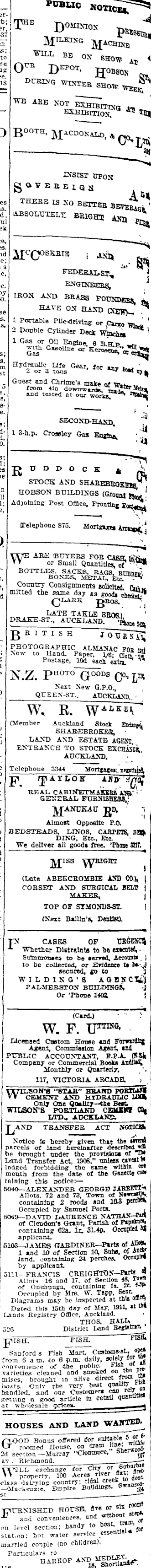 Papers Past Newspapers Auckland Star 17 May 1911 Page 6 Advertisements Column 8