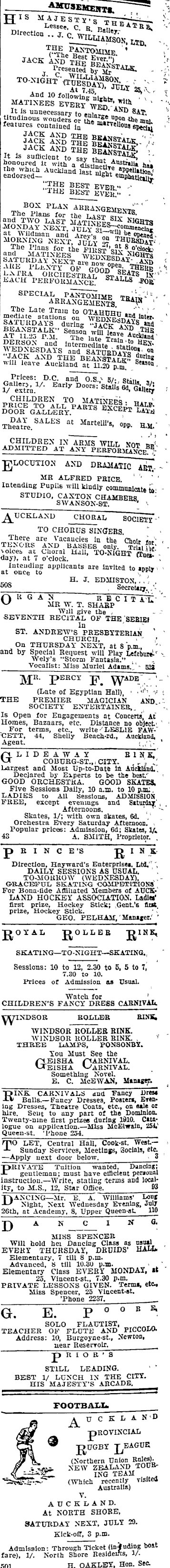 Papers Past | Newspapers | Auckland Star | 25 July 1911 | Page 10  Advertisements Column 9