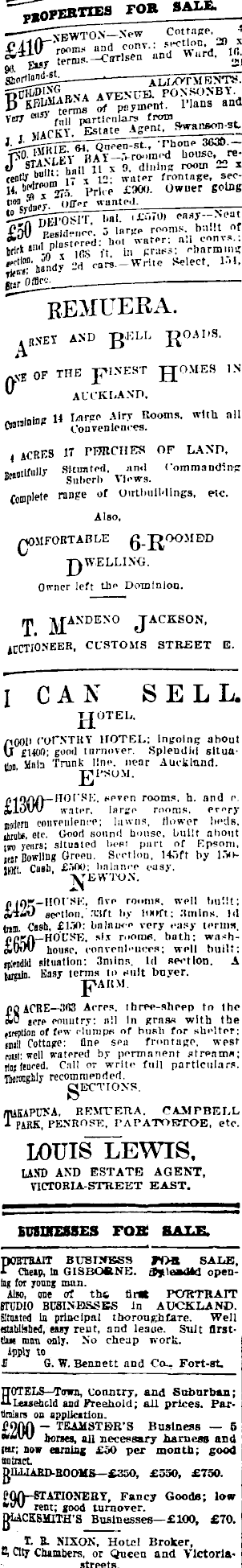 Papers Past Newspapers Auckland Star 26 February 1912 Page 3 Advertisements Column 1