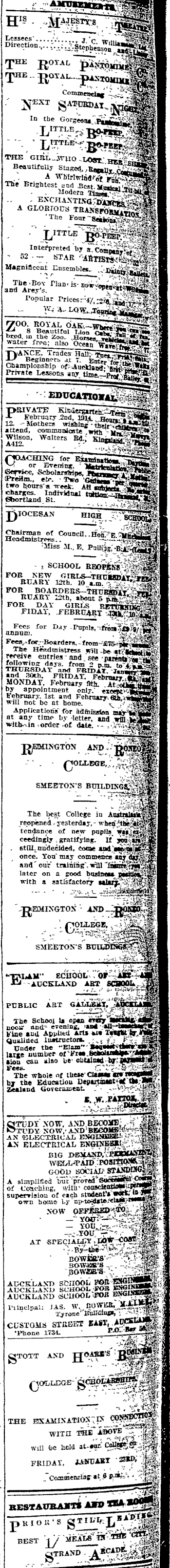 Papers Past Newspapers Auckland Star 22 January 1914 Page 12 Advertisements Column 9