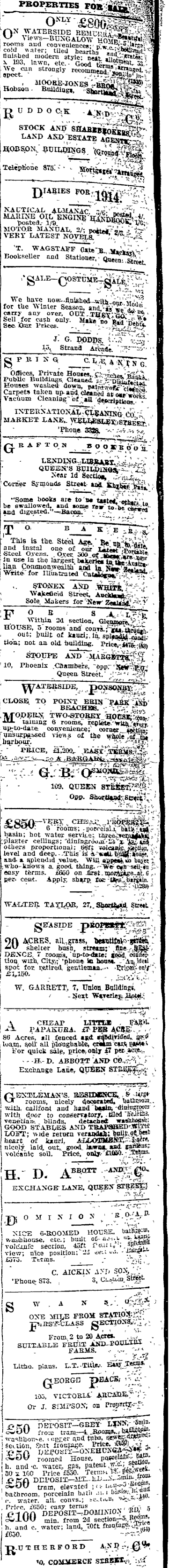 Papers Past Newspapers Auckland Star 31 January 1914 Page 2 Advertisements Column 9