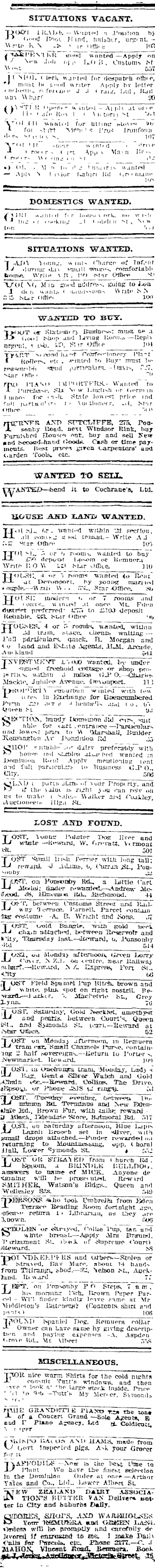 Papers Past Newspapers Auckland Star 13 May 1914 Page 2 Advertisements Column 1