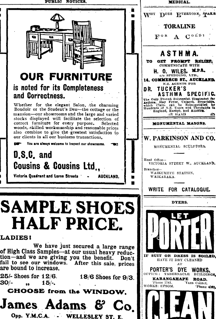 Papers Past Newspapers Auckland Star 25 January 1915 Page 9 Advertisements Column 4