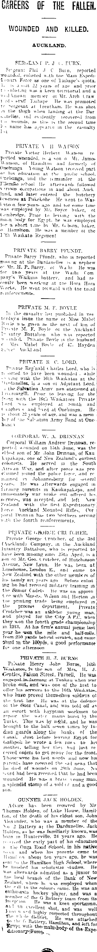 Papers Past Newspapers Auckland Star 16 July 1915 The Roll Of Honour