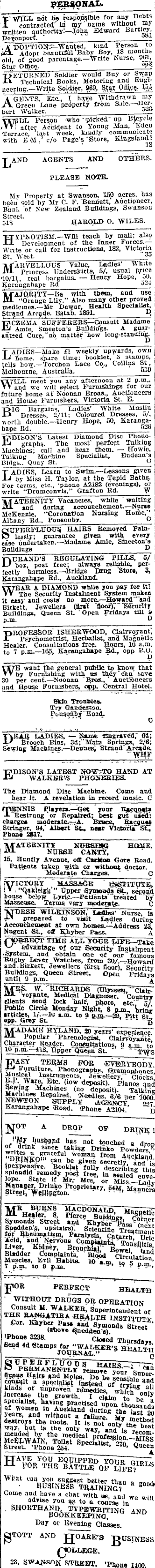 Papers Past Newspapers Auckland Star 2 February 1916 Page 2 Advertisements Column 3