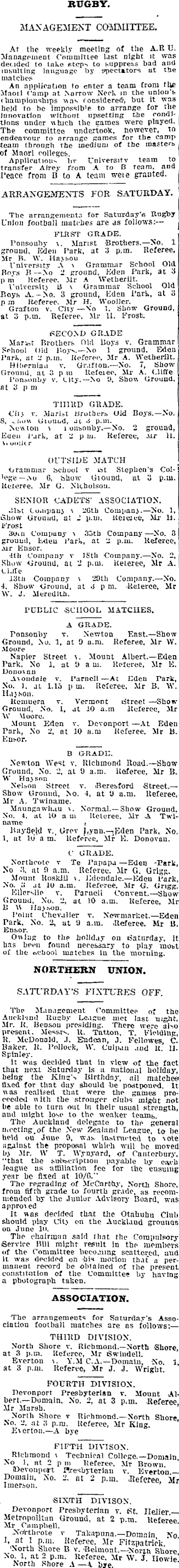 Papers Past Newspapers Auckland Star 1 June 1916 Football