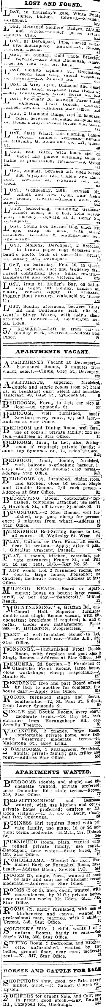 Papers Past Newspapers Auckland Star 21 February 1918 Page 2 Advertisements Column 6