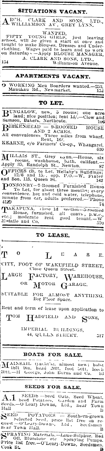 Papers Past | Newspapers | Auckland Star | 8 July 1919 Page 2 Advertisements 6