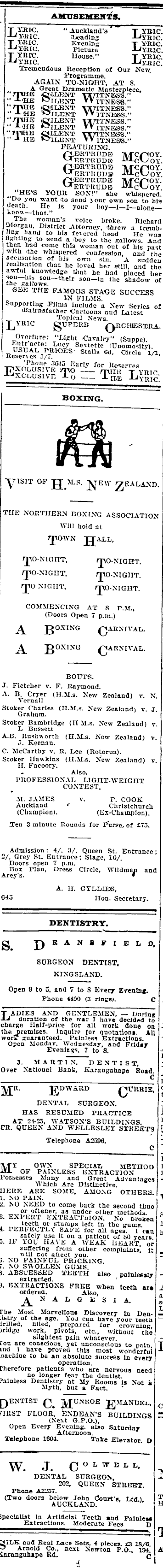 Papers Past Newspapers Auckland Star 29 September 1919 Page 12 Advertisements Column 4