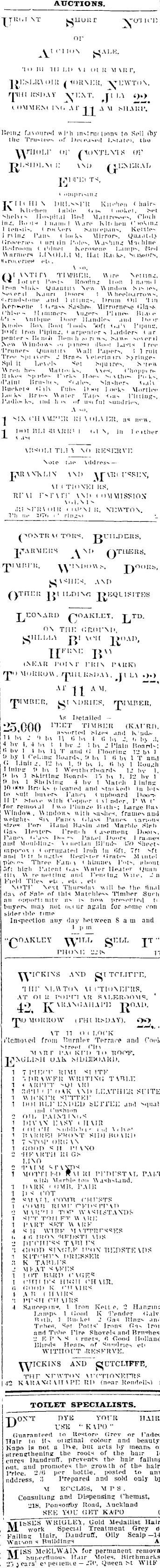 Papers Past Newspapers Auckland Star 21 July 19 Page 6 Advertisements Column 4