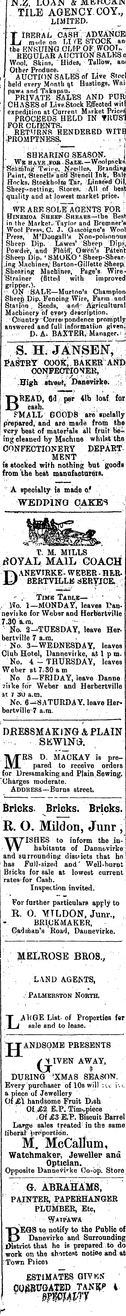 Papers Past Newspapers Bush Advocate 4 January 1902 Page 1 Advertisements Column 4