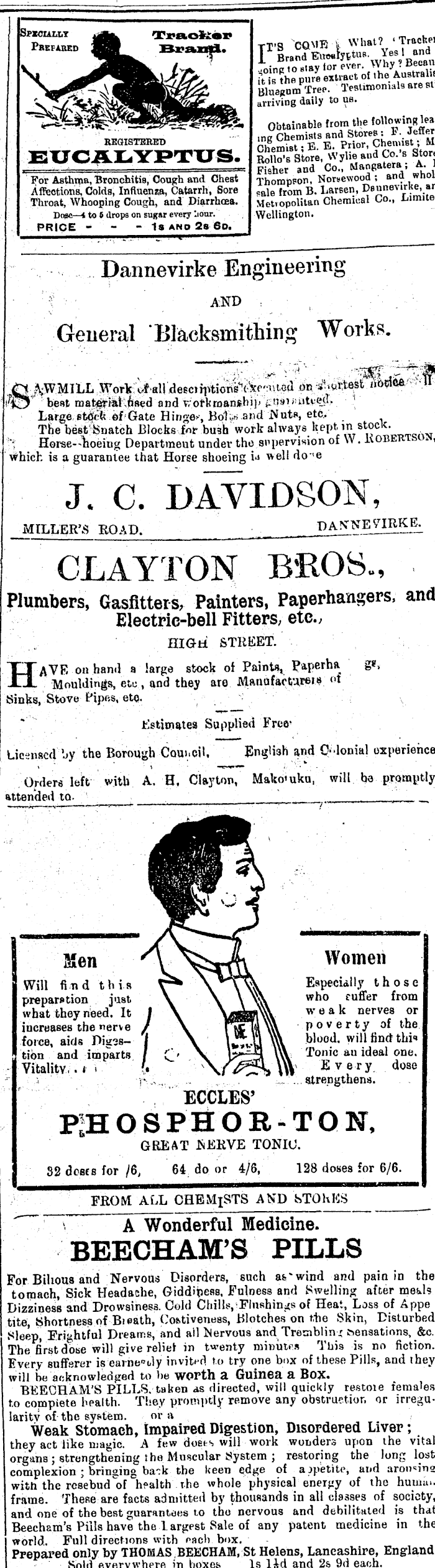 Papers Past Newspapers Bush Advocate 27 May 1902 Page 1 Advertisements Column 2