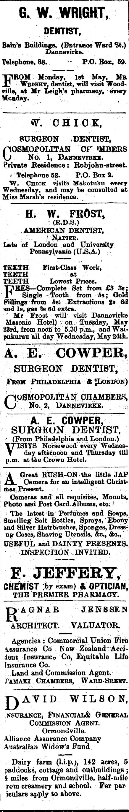 Papers Past Newspapers Bush Advocate 23 May 1905 Page 6 Advertisements Column 1