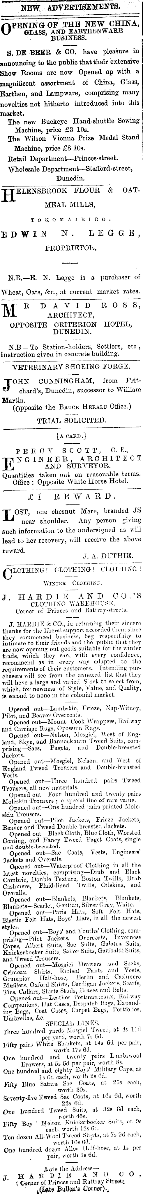 Papers Past Newspapers Bruce Herald 14 September 1875 Page 2 Advertisements Column 1