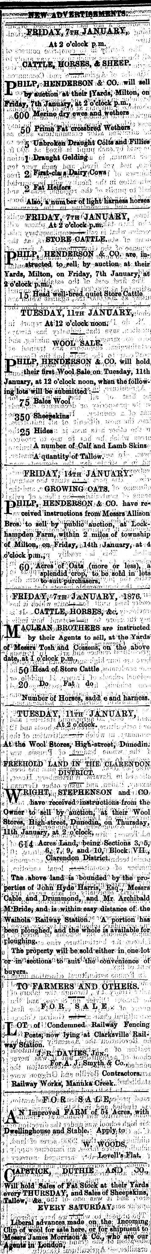 Papers Past Newspapers Bruce Herald 7 January 1876 Page 4 Advertisements Column 2