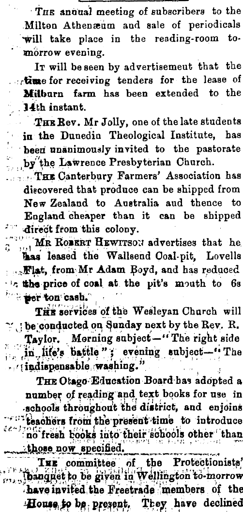 Papers Past, Newspapers, Bruce Herald, 10 August 1888