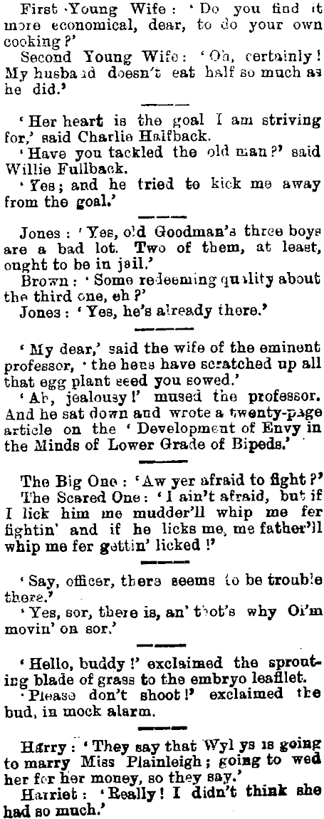 Papers Past Newspapers Bruce Herald 30 September 1902 Humour