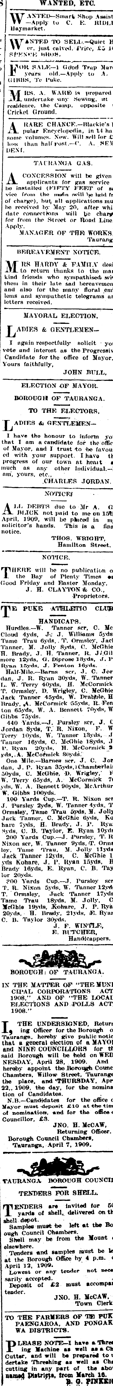 Papers Past Newspapers Bay Of Plenty Times 7 April 1909 Page 3 Advertisements Column 3