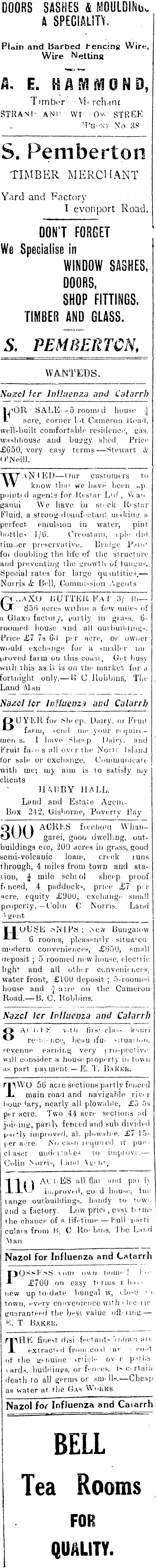 Papers Past Newspapers Bay Of Plenty Times 3 January 1919 Page 1 Advertisements Column 7