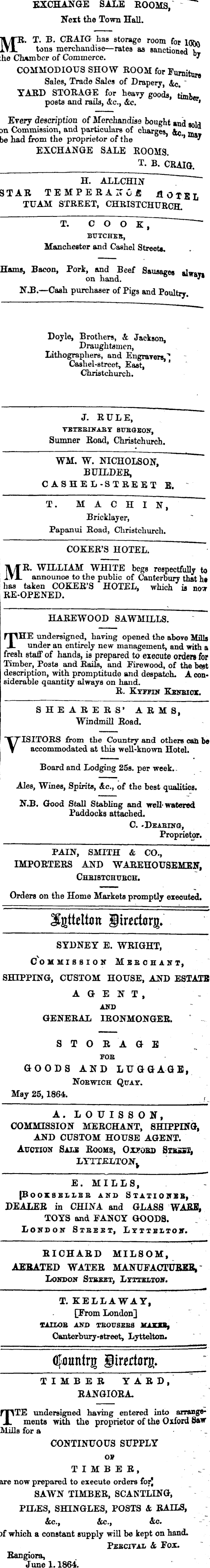 Papers Past Newspapers Press 12 July 1864 Page 4 Advertisements Column 6