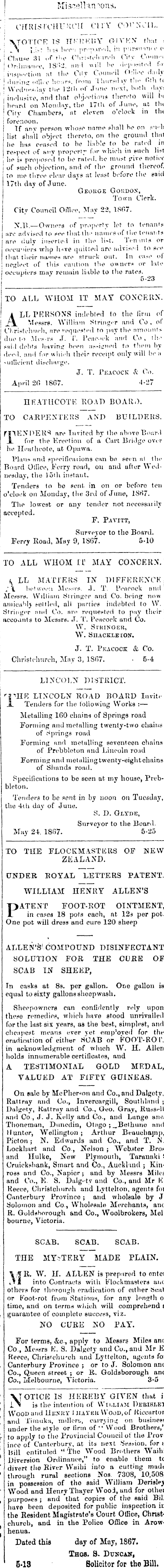 Papers Past Newspapers Press 1 June 1867 Page 3 Advertisements Column 4