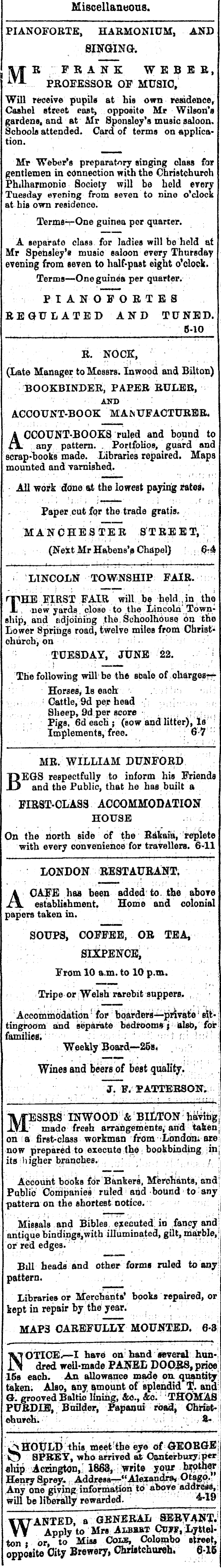 Papers Past Newspapers Press 18 June 1869 Page 1 Advertisements Column 5