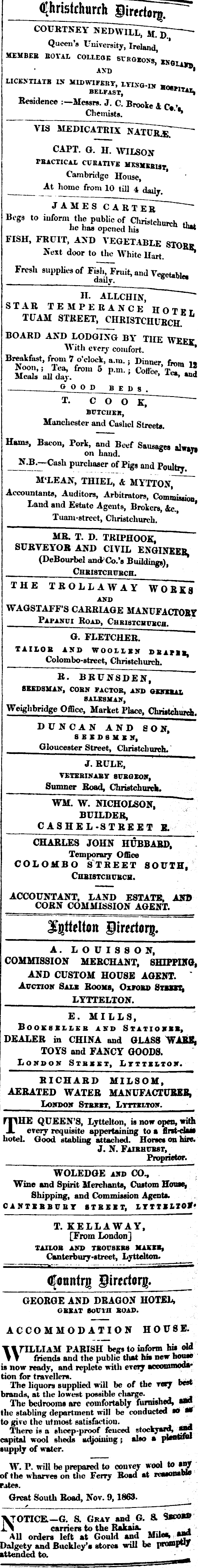 Papers Past Newspapers Press 18 November 1863 Page 4 Advertisements Column 6